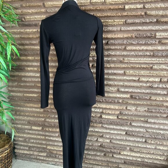 Michael Stars Black Shred Modal Jersey Long Sleeve BodyCon Dress Size Small NWT - Picture 8 of 11
